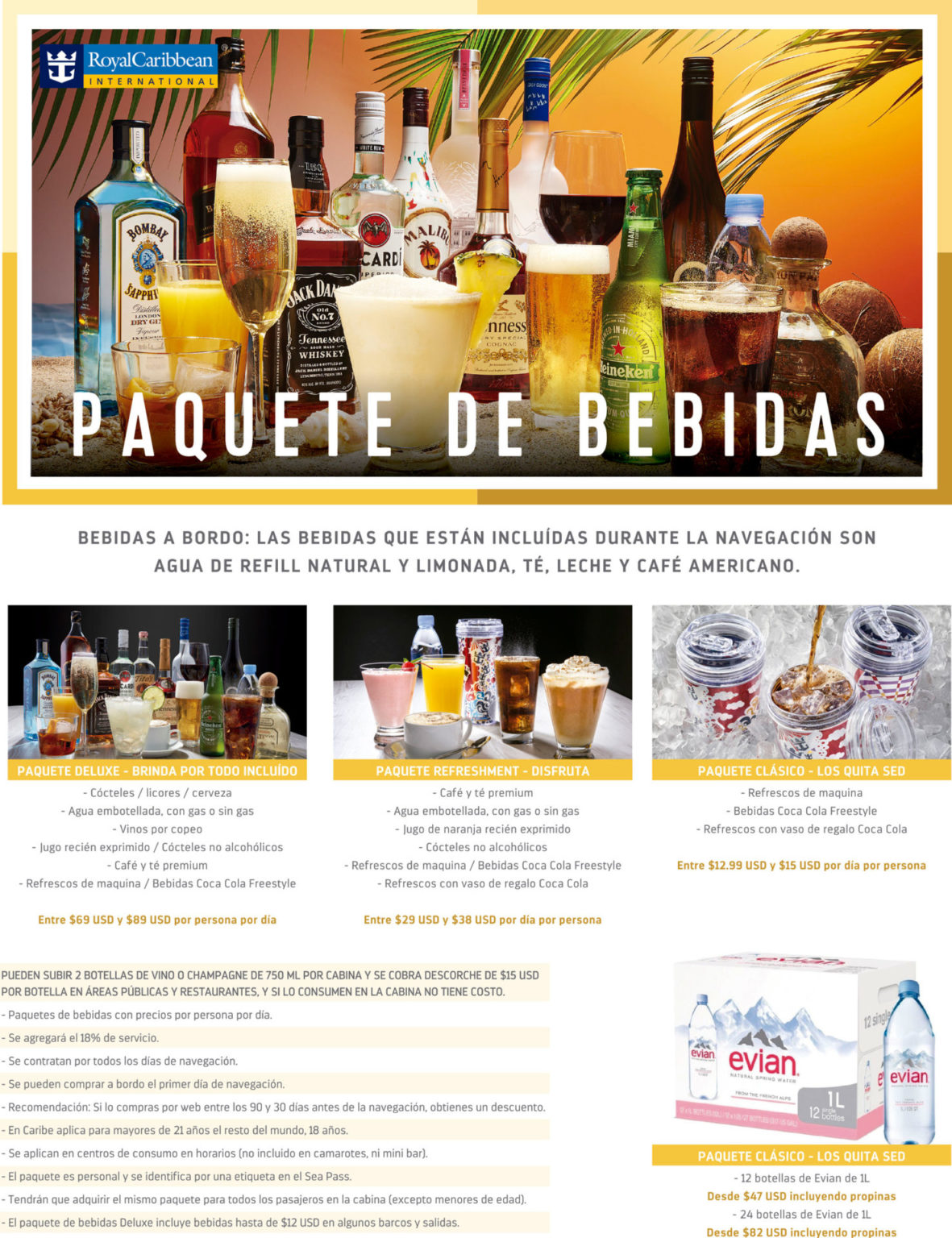 Paquete de Bebidas Royal Caribbean Pema Tours Tu especialista en