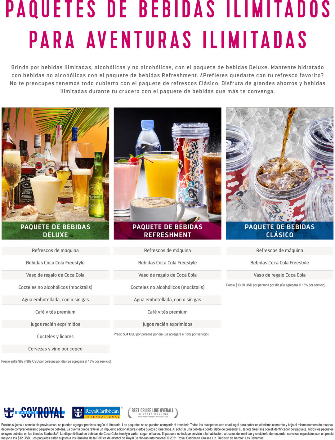 Paquete De Bebidas Royal Caribbean Pema Tours Tu Especialista En