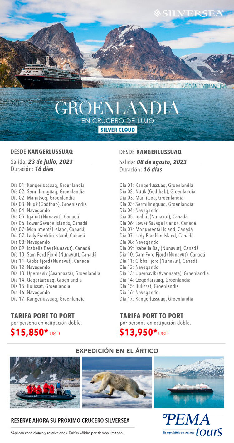 Promoción itinerario groenlandia silver cloud