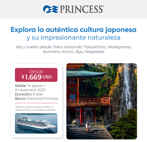3 cruceros para conocer japón ejemplo tarifa en el diamond princess salida del 14 de Agosto