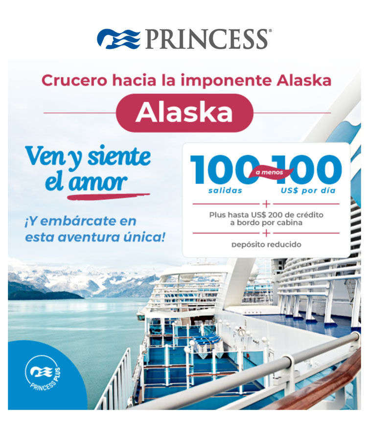 vista exterior crucero de princess navegando por Alaska a increible precio