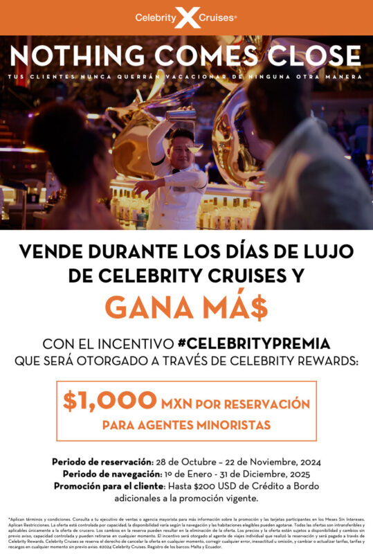 flyer de promocion dias de lujo con celebrity cruises