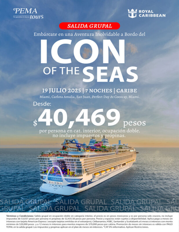 Flyer salida grupal en Icon of the Seas