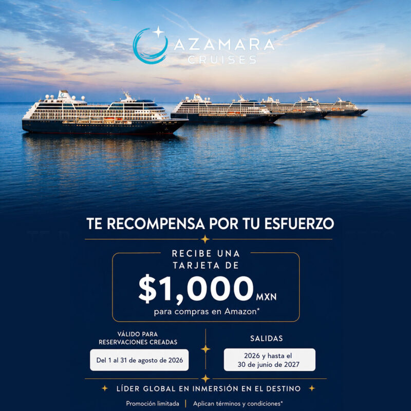 Azamara Cruises Promocion Incentivo Agentes de Viajes mes de Agosto